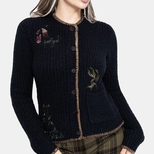 Ame Embroidered Blanket Stitch Cardigan